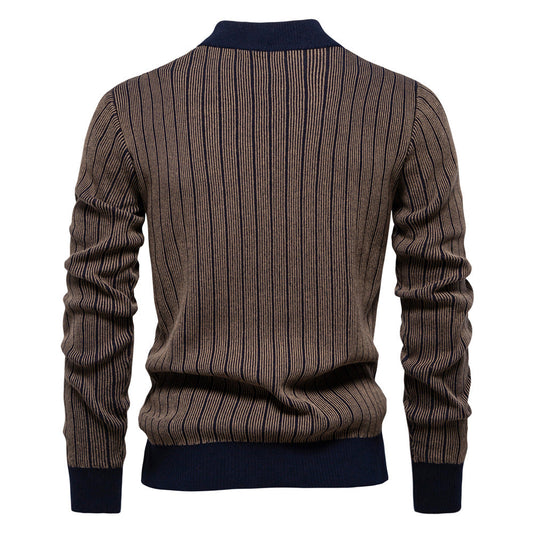 Pull en tricot rayé à col montant pour homme