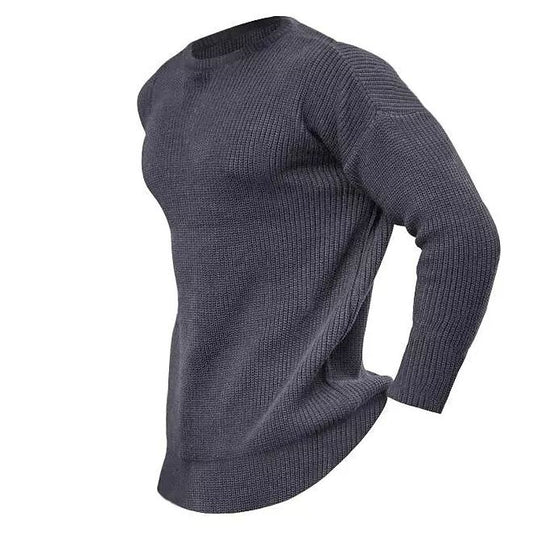 Pull en tricot à col rond de couleur unie pour homme