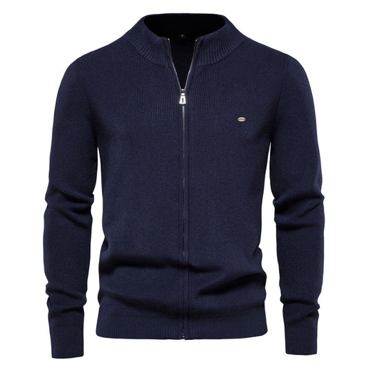 Manteau Gilet en Tricot Zippé Col Montant Style Vintage Décontracté pour Homme
