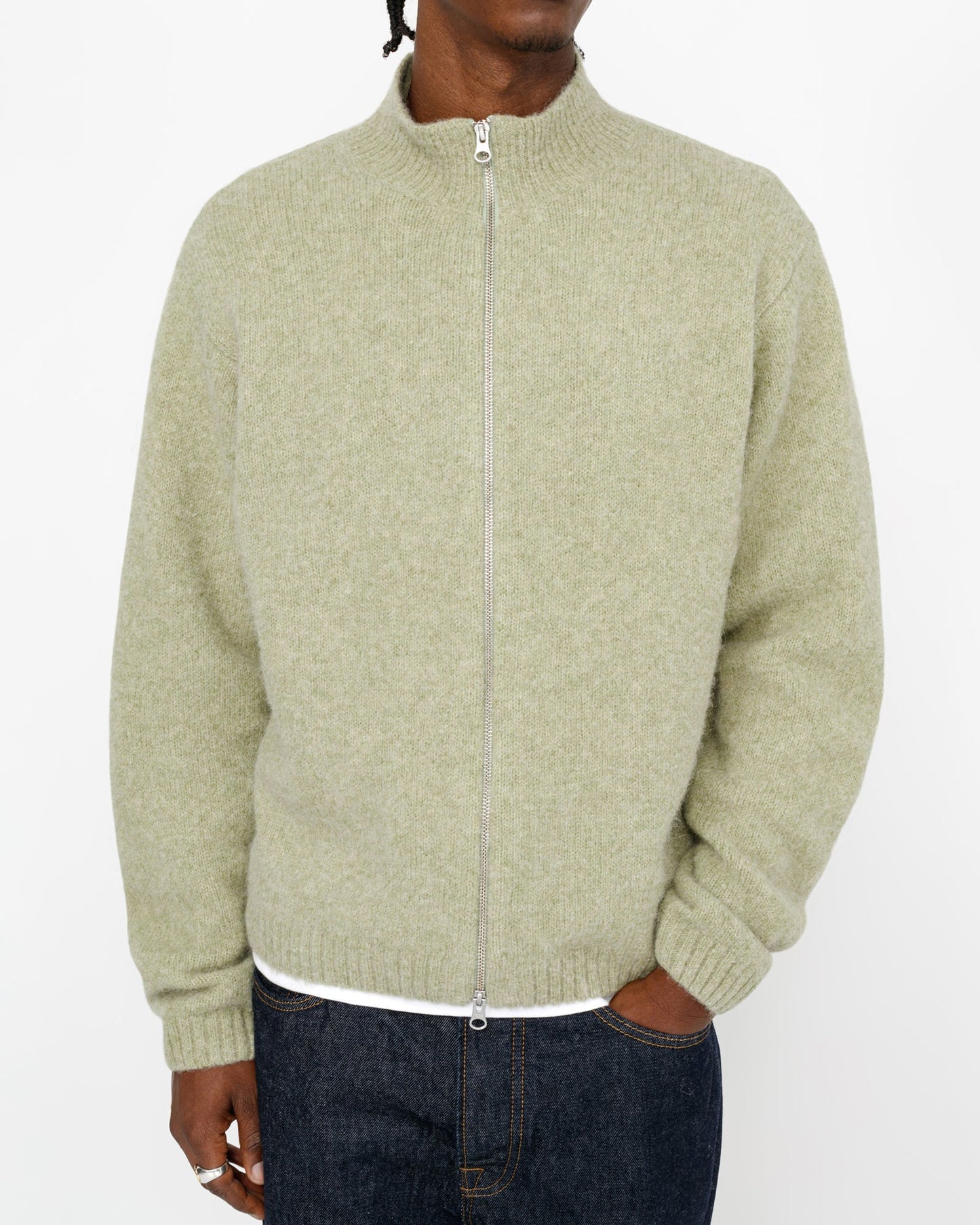 PULL EN MÉRINOS BROSSÉ ENTIÈREMENT ZIPPÉ