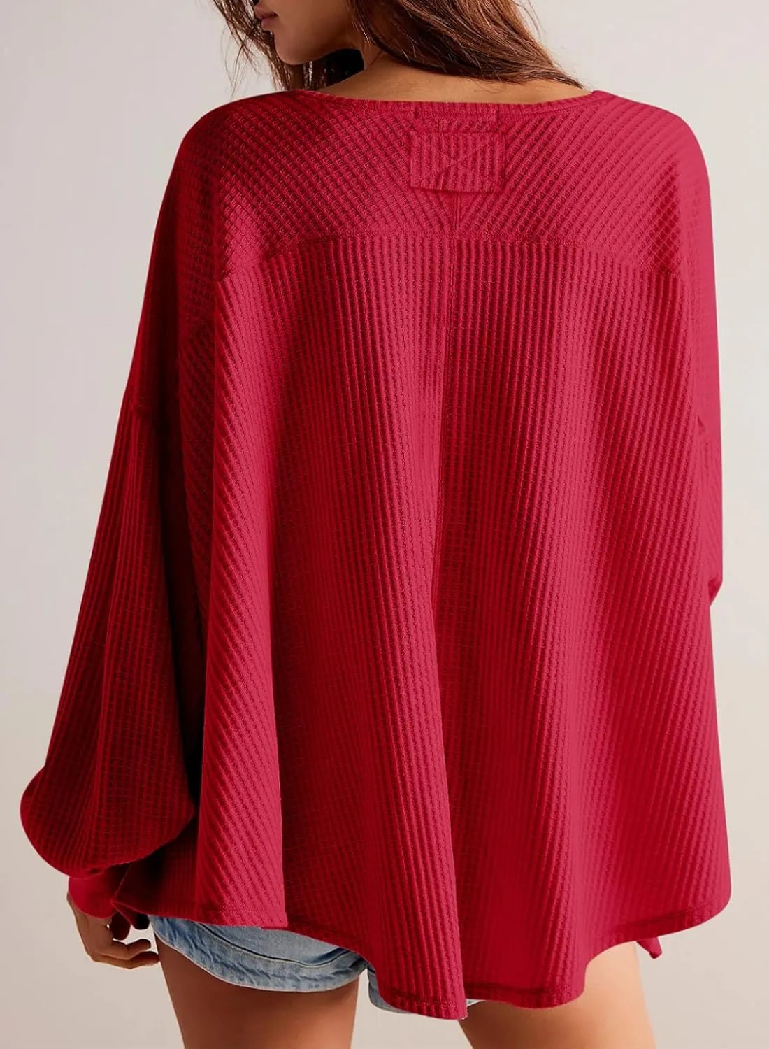 🔥Soldes de début d'automne -69 % DE RÉDUCTION Aujourd'hui🔥Hauts en tricot gaufré pour femme Manches longues lanterne Chemisiers décontractés