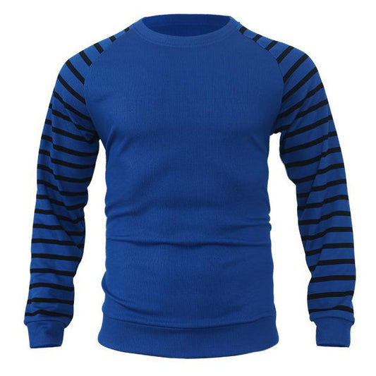 Sweatshirt homme en tricot gaufré patchwork à manches raglan
