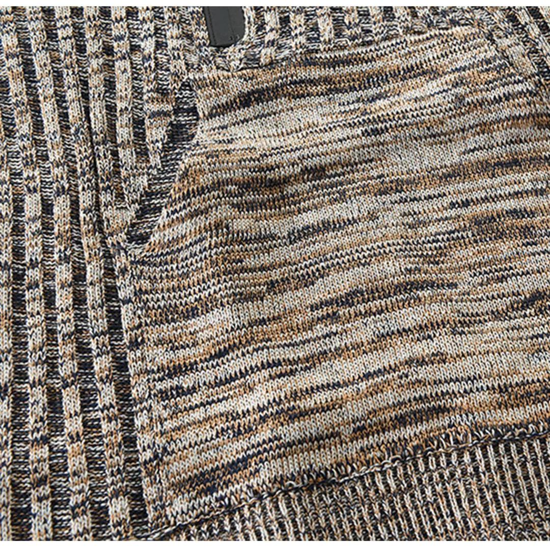 Chandail chiné demi-zip avec poche kangourou pour homme