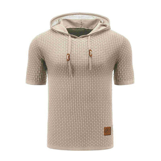 Pull homme à capuche en jacquard, couleur unie, style basique vintage