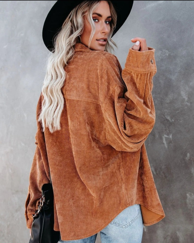 Chemisier décontracté vintage en velours à manches longues pour femme automne/hiver