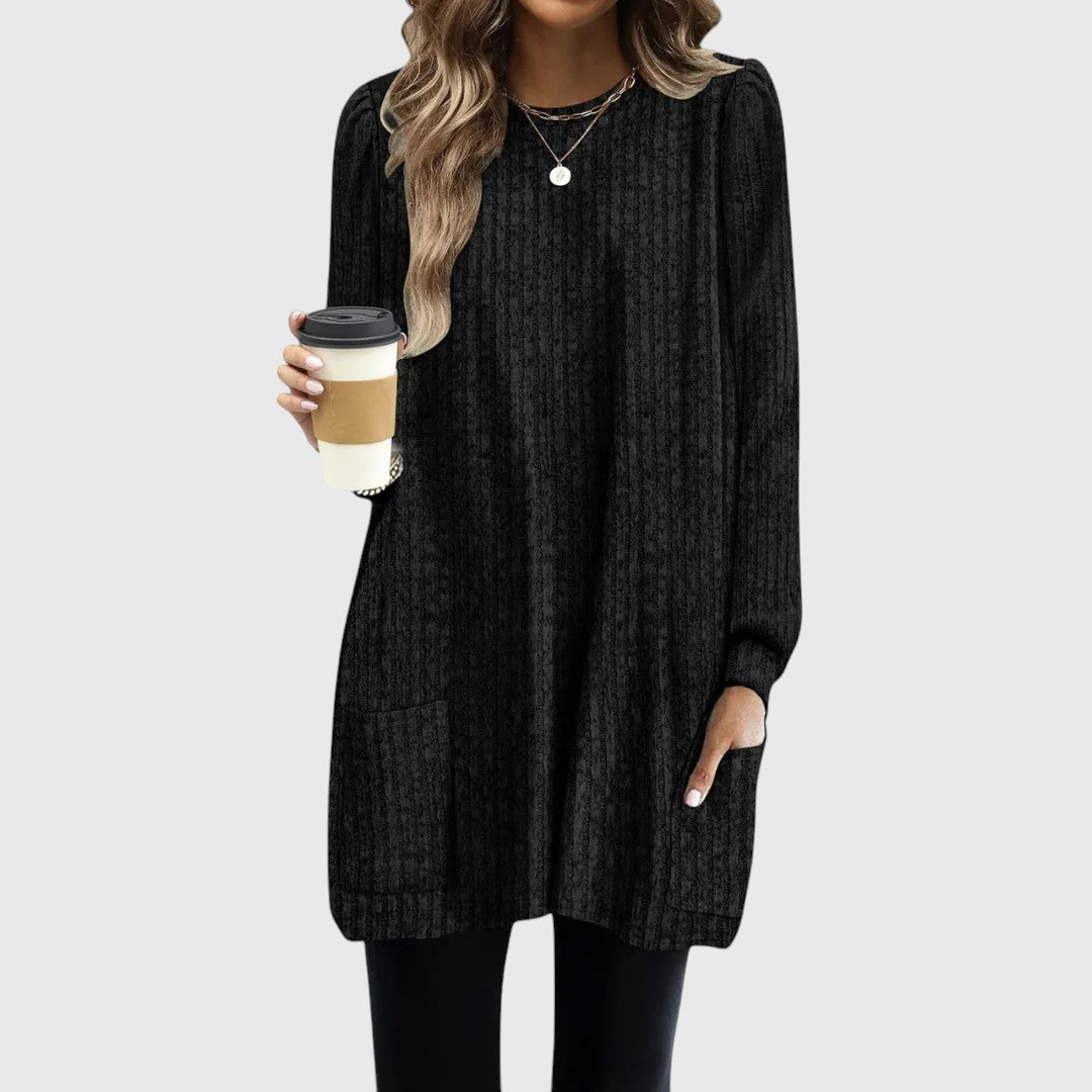 Tunique douillette pour femme, automne/hiver, avec poches