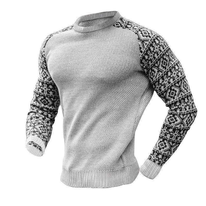 Pull décontracté à manches longues et col rond pour homme