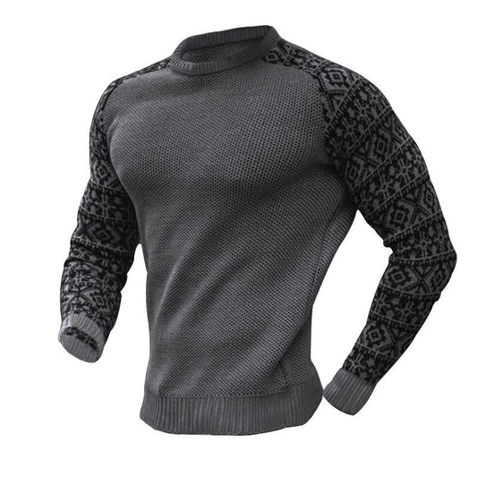 Pull décontracté à manches longues et col rond pour homme