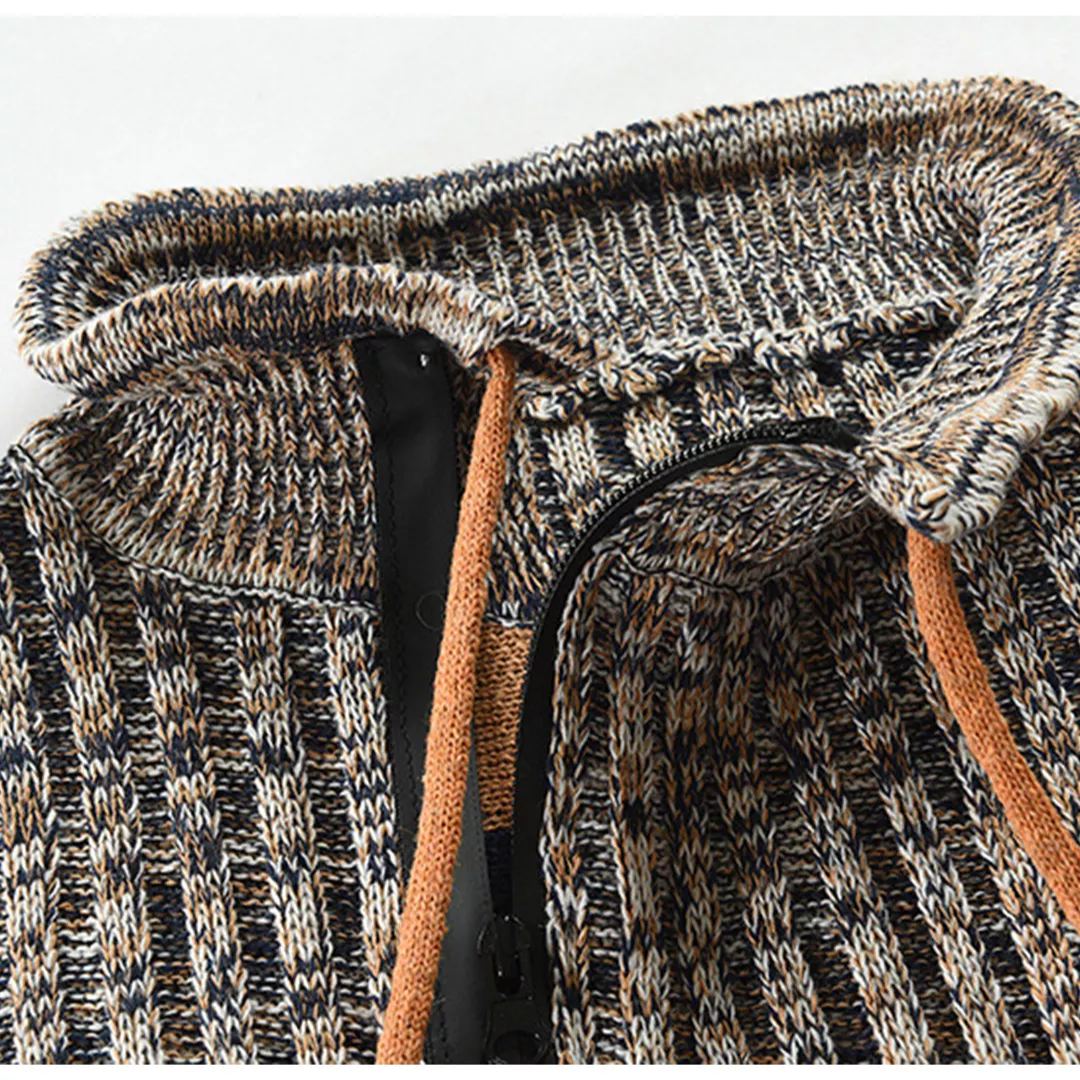 Chandail chiné demi-zip avec poche kangourou pour homme