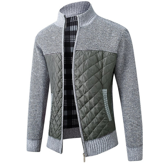 Cardigan homme color block col montant zippé