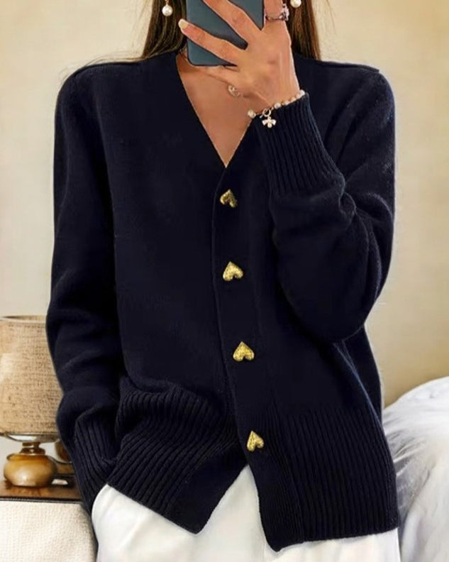 Gilet élégant à boutons en forme de cœur pour femme